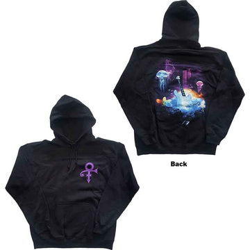 Prince Unisex Pullover Hoodie: Lotus Flower (Black) (Back Print)