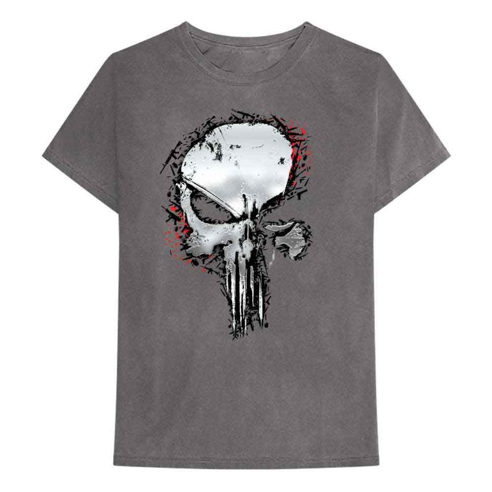 Marvel Comics Unisex T-Shirt: Punisher Metallic Skull (Charcoal Grey)