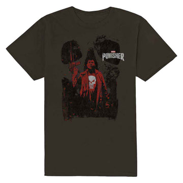 Marvel Comics Unisex T-Shirt: Punisher Red Outline (Charcoal Grey)