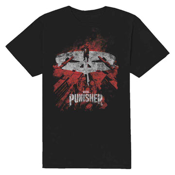 Marvel Comics Unisex T-Shirt: Punisher Red Tanks (Black)