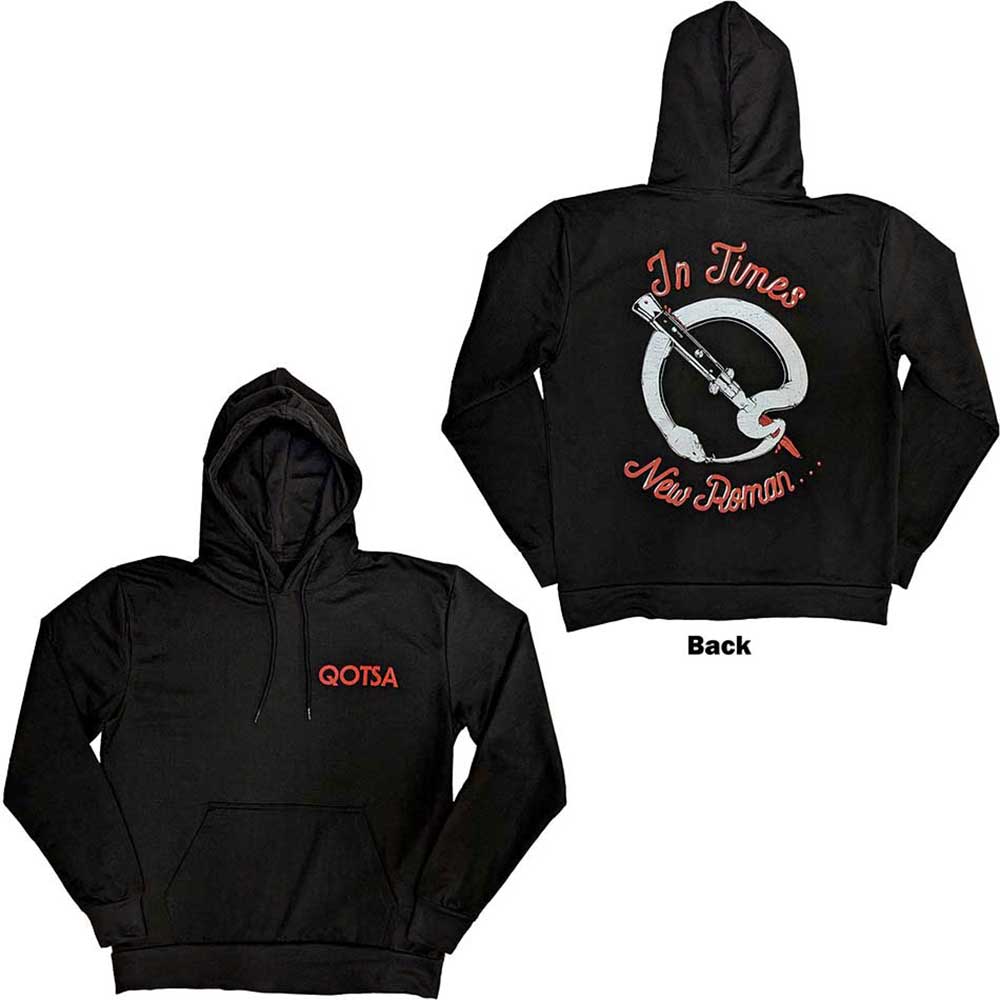 Queens Of The Stone Age Unisex Pullover Hoodie: Snake Logo (Black) (Back Print)