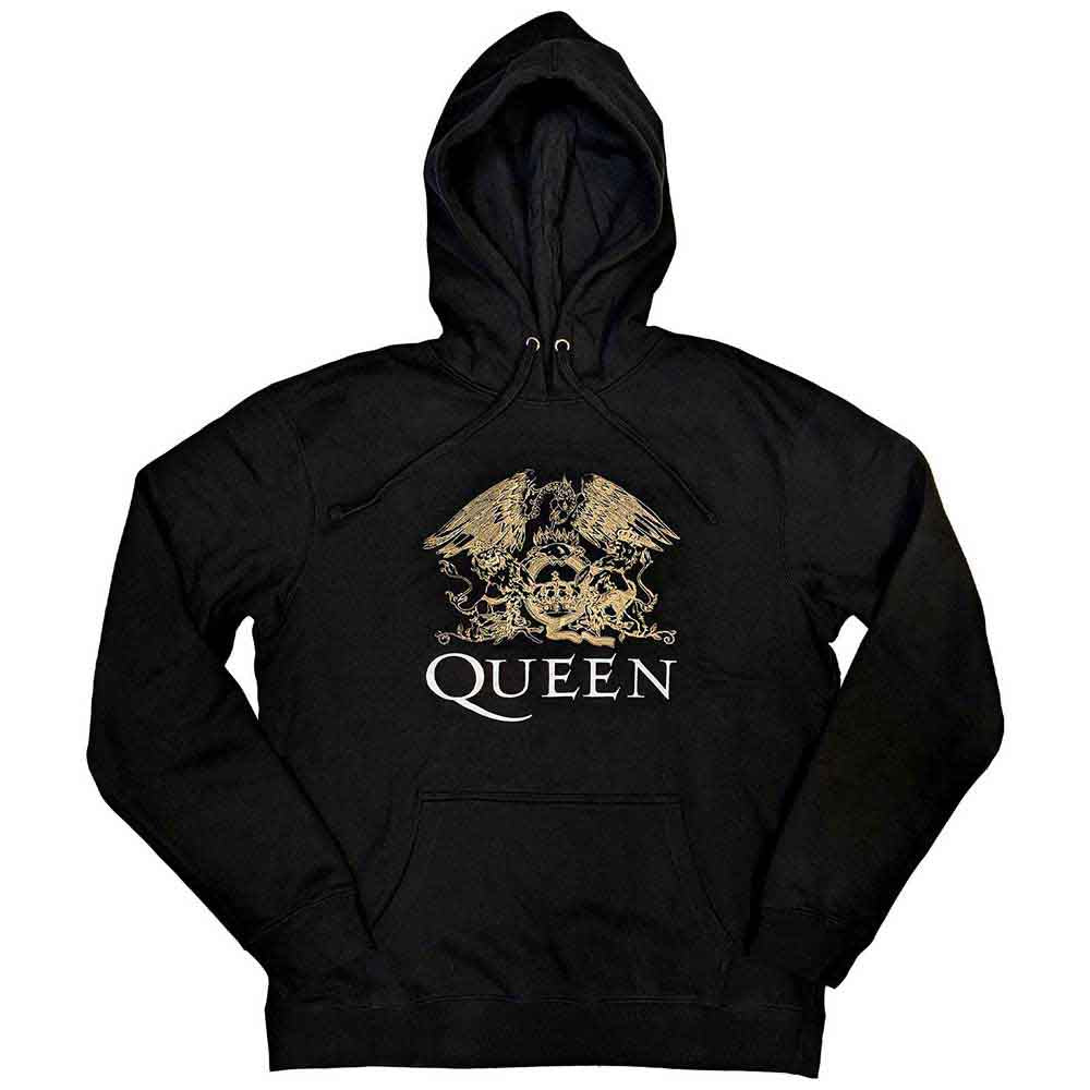 Queen Unisex Pullover Hoodie: Crest (Black)