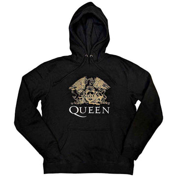 Queen Unisex Pullover Hoodie: Crest (Black)