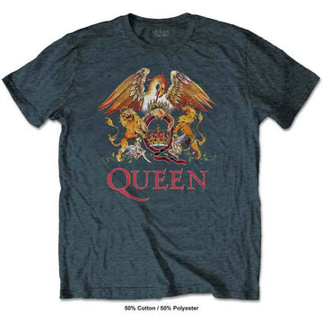 Queen Unisex T-Shirt: Classic Crest (Heather Blue)