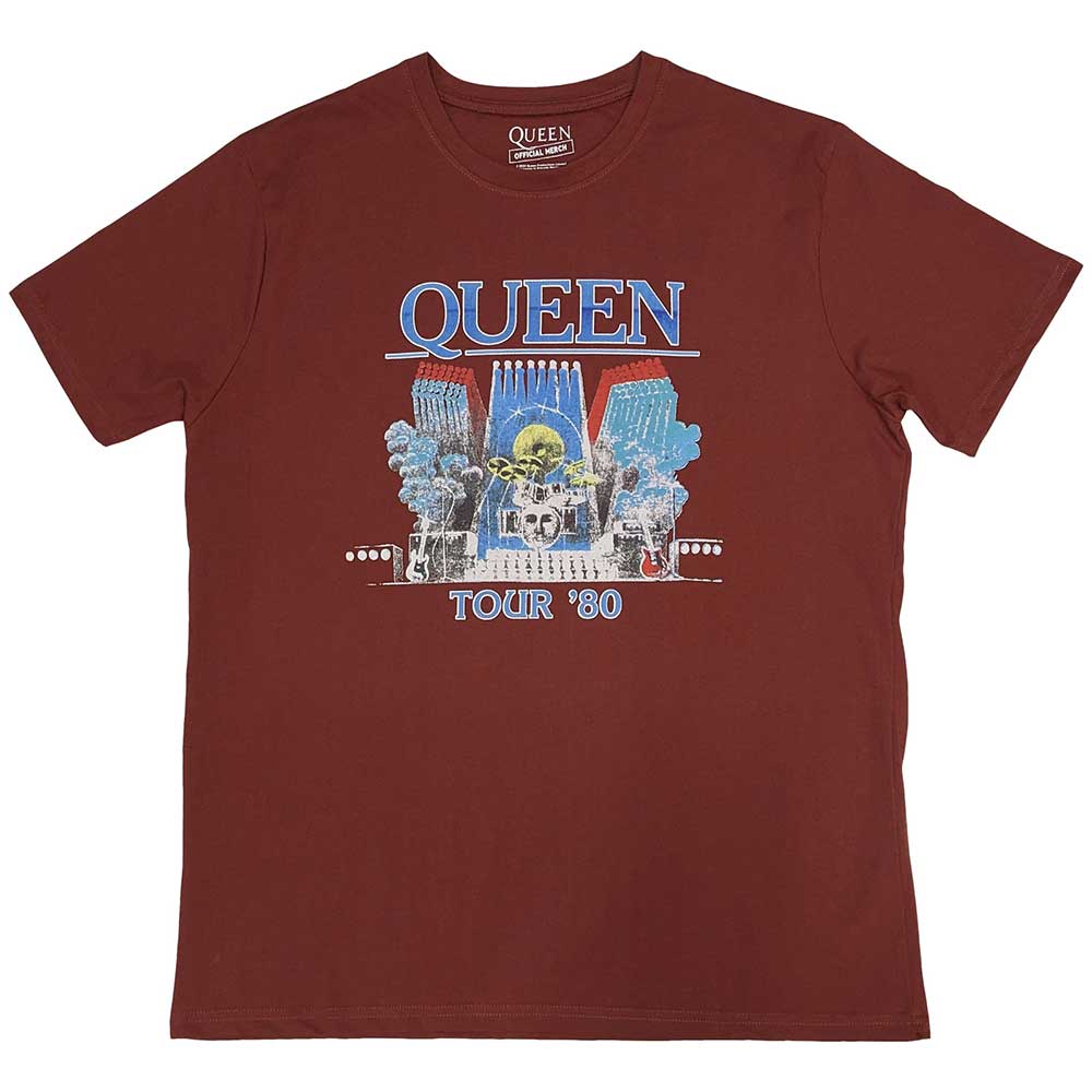 Queen Unisex T-Shirt: Tour '80 (Red)