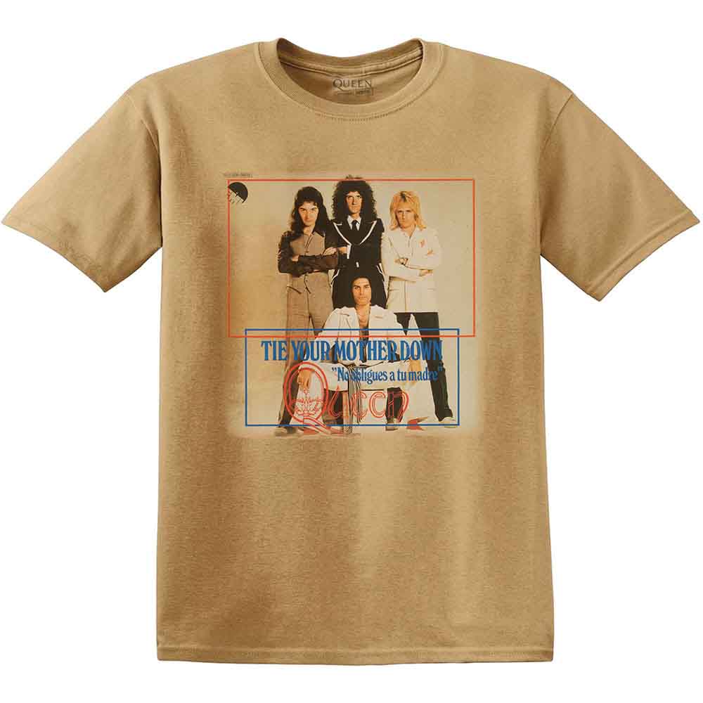 Queen Unisex T-Shirt: Tie Your Mother Down (Old Gold)