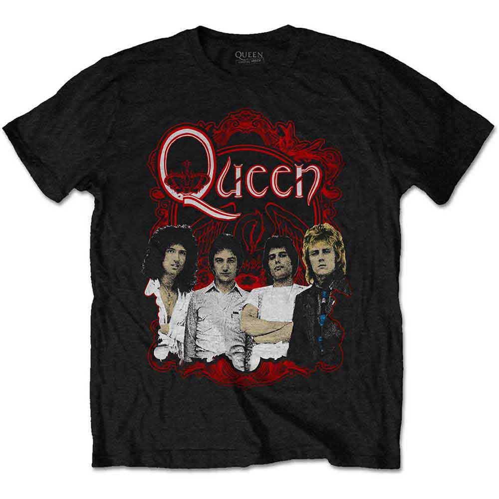 Queen Unisex T-Shirt: Ornate Crest Photo (Black)