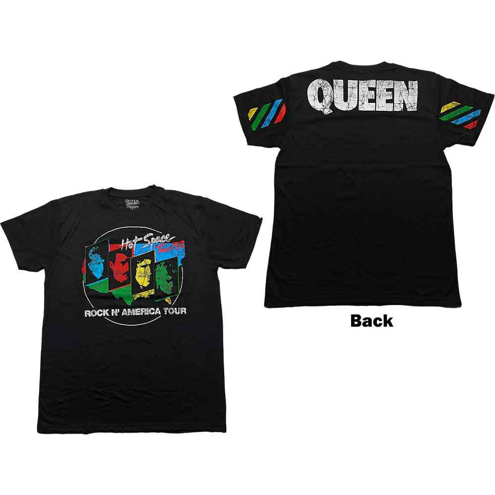 Queen Unisex T-Shirt: Hot Space Tour '82 (Black) (Back Print)