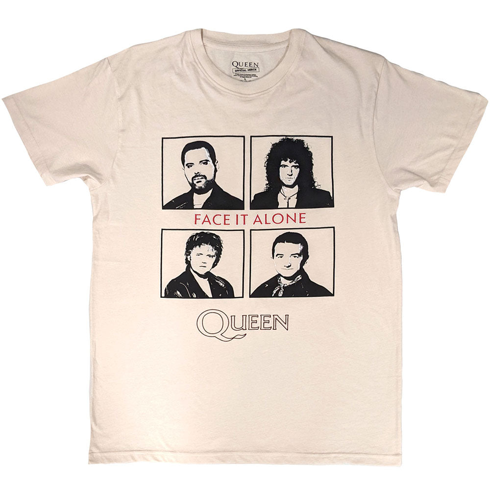 Queen Unisex T-Shirt: Face It Alone Squares (Natural)