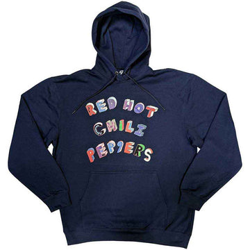 Red Hot Chili Peppers Unisex Pullover Hoodie: Colourful Letters (Navy Blue)
