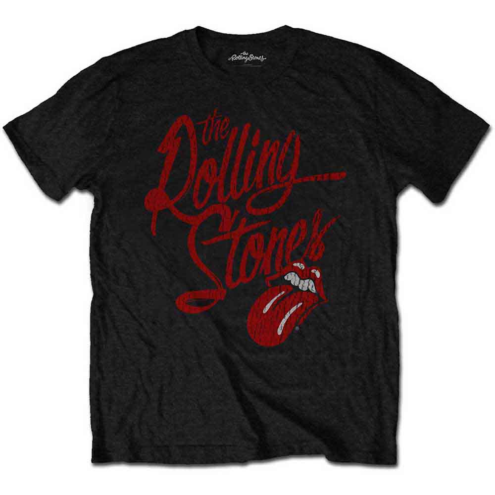 The Rolling Stones Unisex T-Shirt: Script Logo (Black) (Soft Hand Inks)