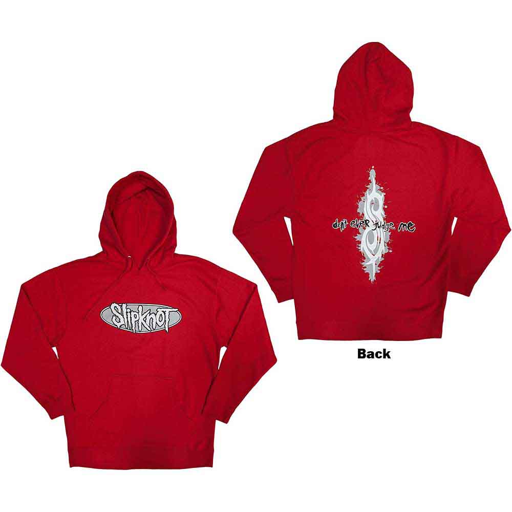 Slipknot Unisex Pullover Hoodie: Don't Ever Judge Me (Red) (Back Print)