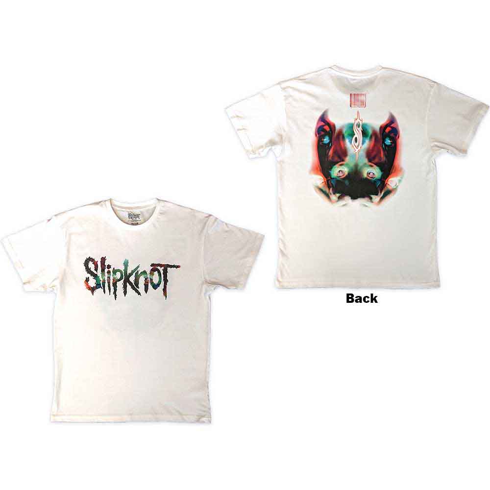 Slipknot Unisex T-Shirt: Adderall Faceback (White) (Back Print)