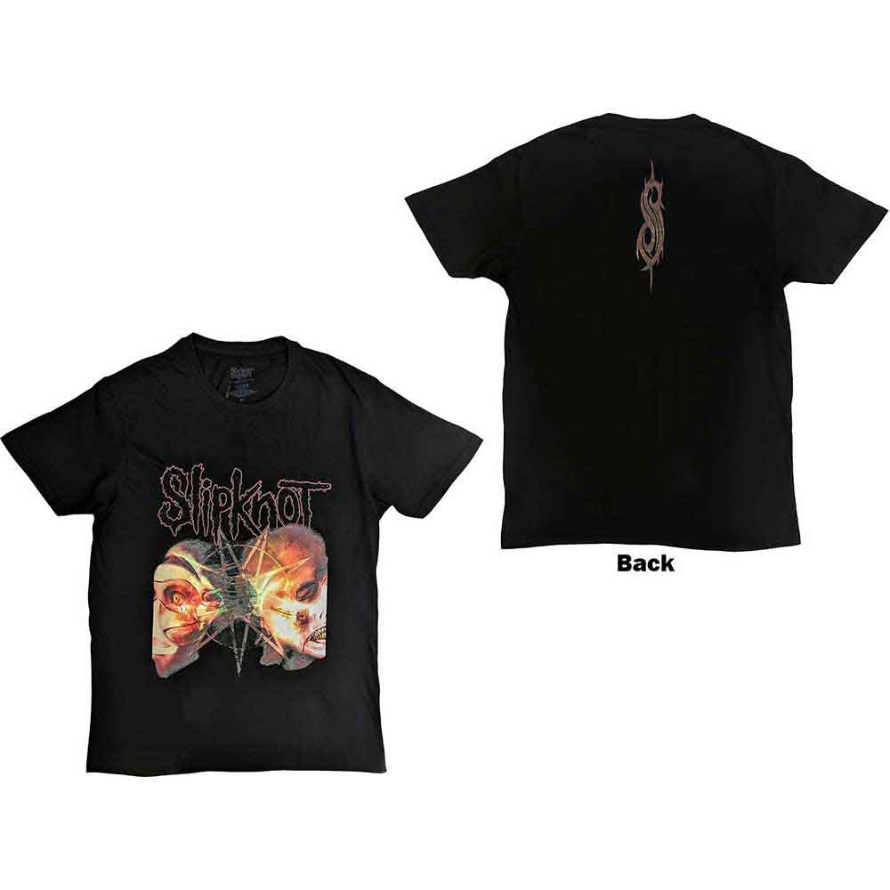 Slipknot Unisex T-Shirt: 2 Faces (Black) (Back Print)