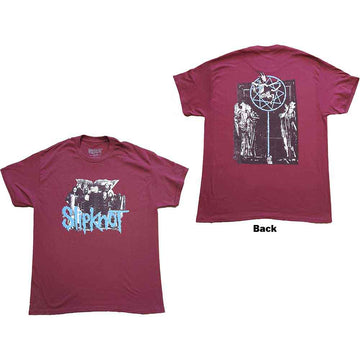 Slipknot Unisex T-Shirt: Goat Logo Demon (Maroon Red) (Back Print)