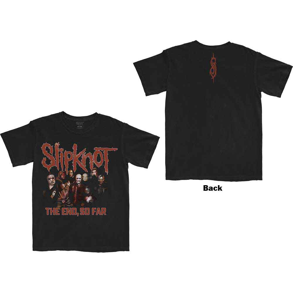 Slipknot Unisex T-Shirt: The End, So Far Group Photo (Black) (Back Print)