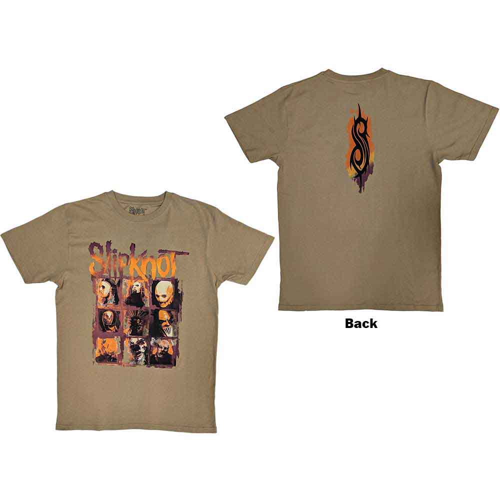 Slipknot Unisex T-Shirt: The End, So Far Grid Photos (Beige) (Back Print)