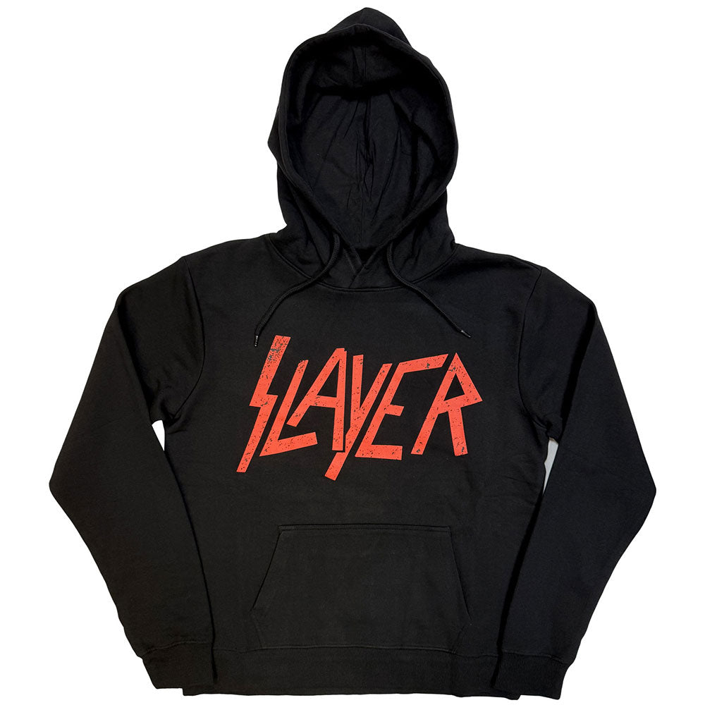 Slayer Unisex Pullover Hoodie: Distressed Logo (Black)