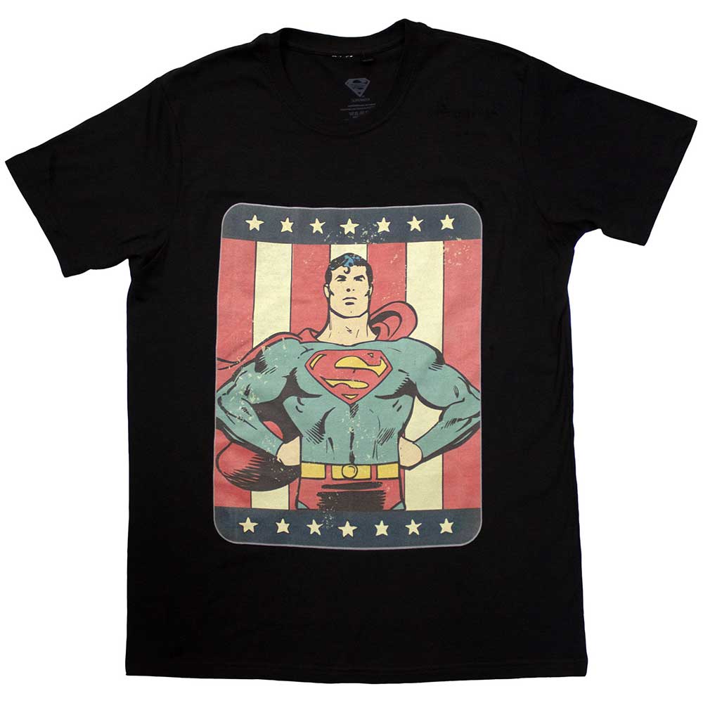 DC Comics Unisex T-Shirt: Superman Stripes (Black)
