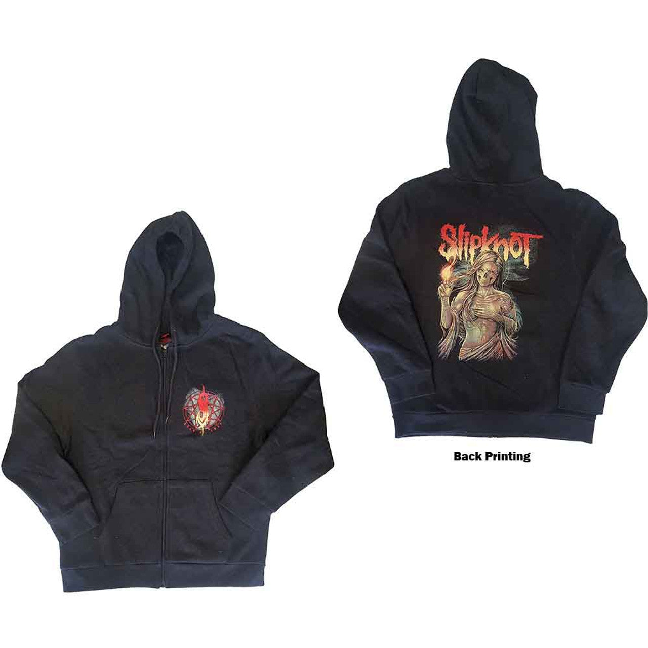 Slipknot Unisex Zipped Hoodie: Burn Me Away (Dark Grey) (Back Print)