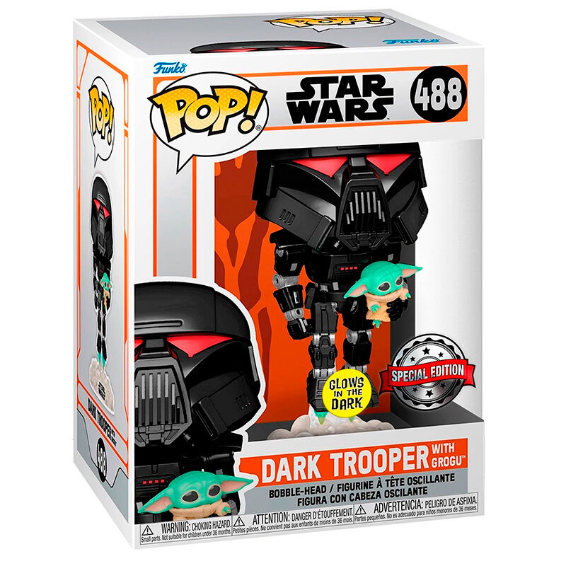 Star Wars - The Mandalorian - Dark Trooper (with Grogu) - Exclusive Glow in the Dark Funko Pop! (488)