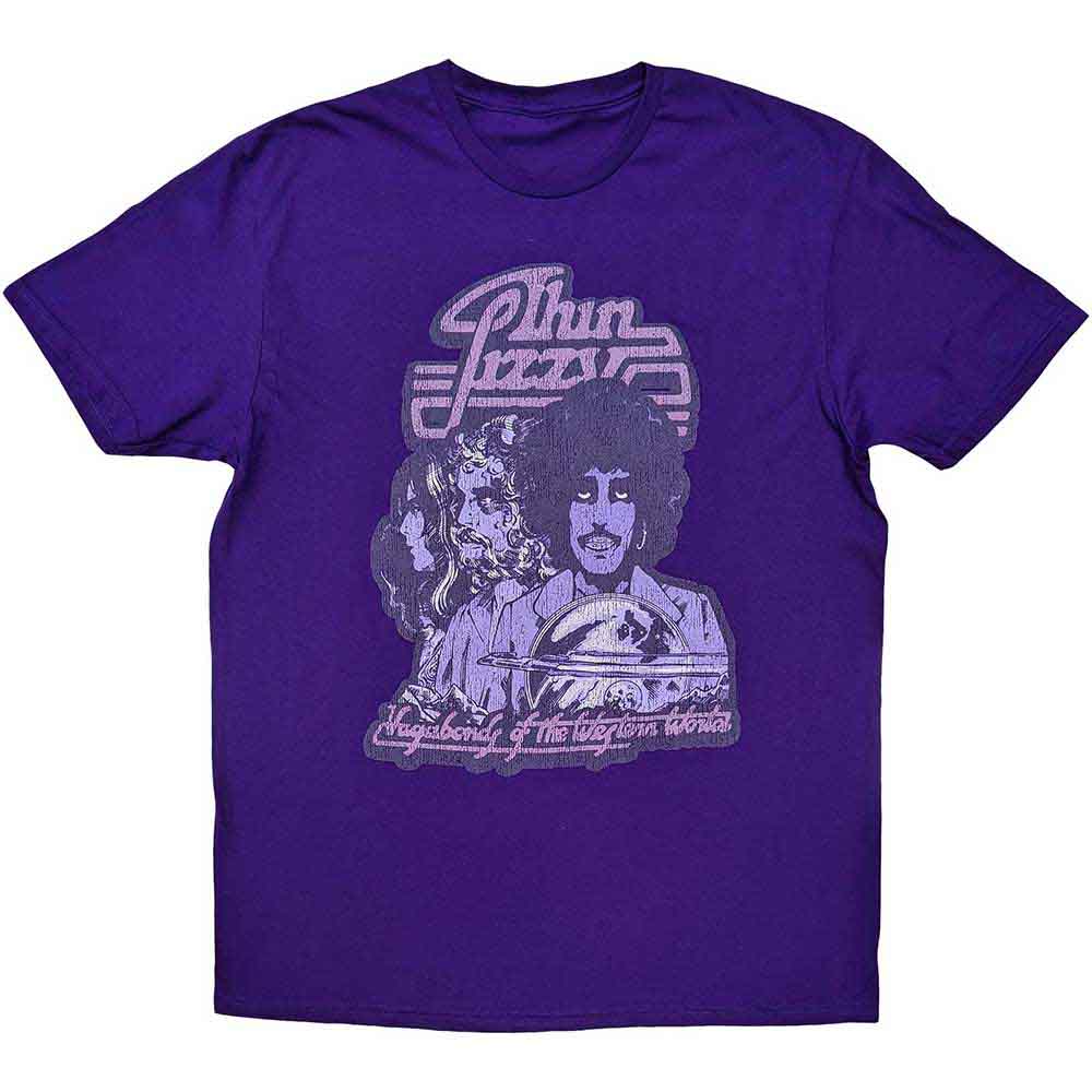 Thin Lizzy Unisex T-Shirt: Vagabonds of the Western World Mono Distressed (Purple)