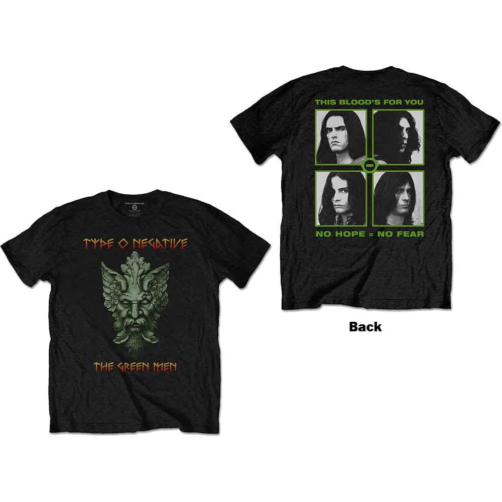 Type O Negative Unisex T-Shirt: Green Man (Back Print) - Black