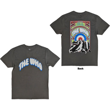 The Who Unisex T-Shirt: Flag Cartoon (Charcoal Grey) (Back Print)