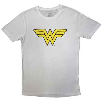 DC Comics Unisex T-Shirt: Wonder Woman - Yellow Logo (White)