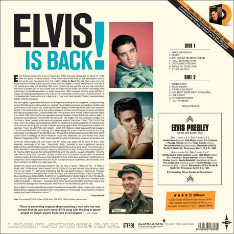 Elvis Presley - Elvis Is Back! + 7 Inch Colored Single - Vinyl